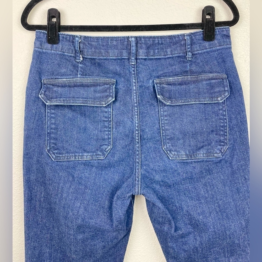 Anthropologie Pilcro Women's 29 Dark Wash Rigid Denim Raw Hem Jeans High Rise - Picture 7 of 11